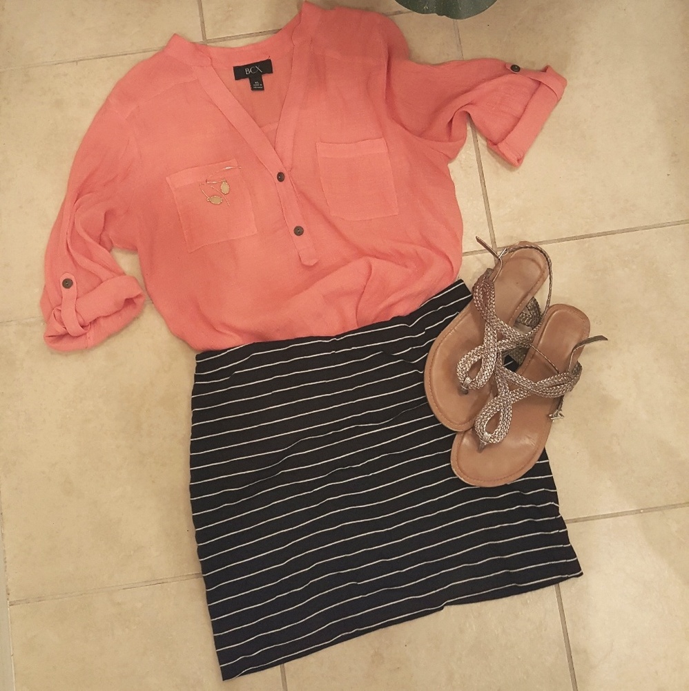 black and white striped skirt